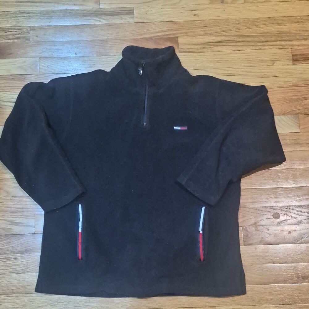 Vintage Tommy Hilfiger Black 1/4 Zip Fleece Men's Size Medium